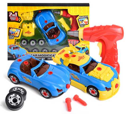 2-in-1 Build & Play Car with Lights & Sound – Fun Electric Drill Set